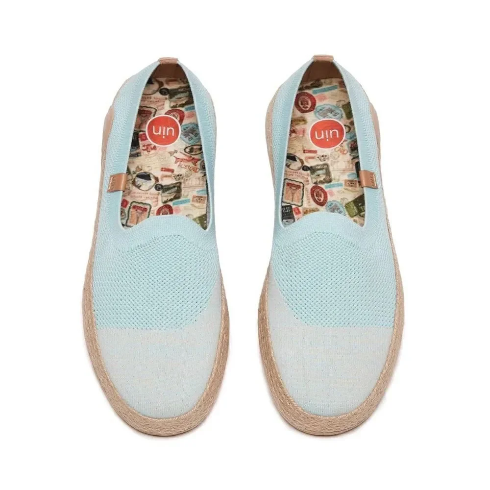 UIN Women's Espadrilles Knitted Lightweight Casual Shoes Marbella II(Azure Blue)